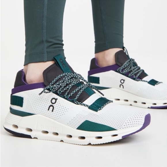 On Running Women's White and Teal Sneakers - Picture 1 of 10